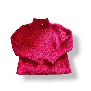 Crossroads Chunky Knit Sweater Barbie Pink Wool Blend Boho Hipster Size Large